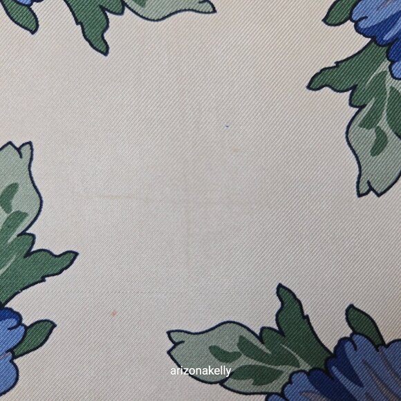 Liberty Silk Scarf Floral Design Hand-Rolled Red, Blue, Green - Picture 9 of 15